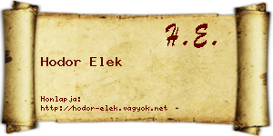 Hodor Elek névjegykártya